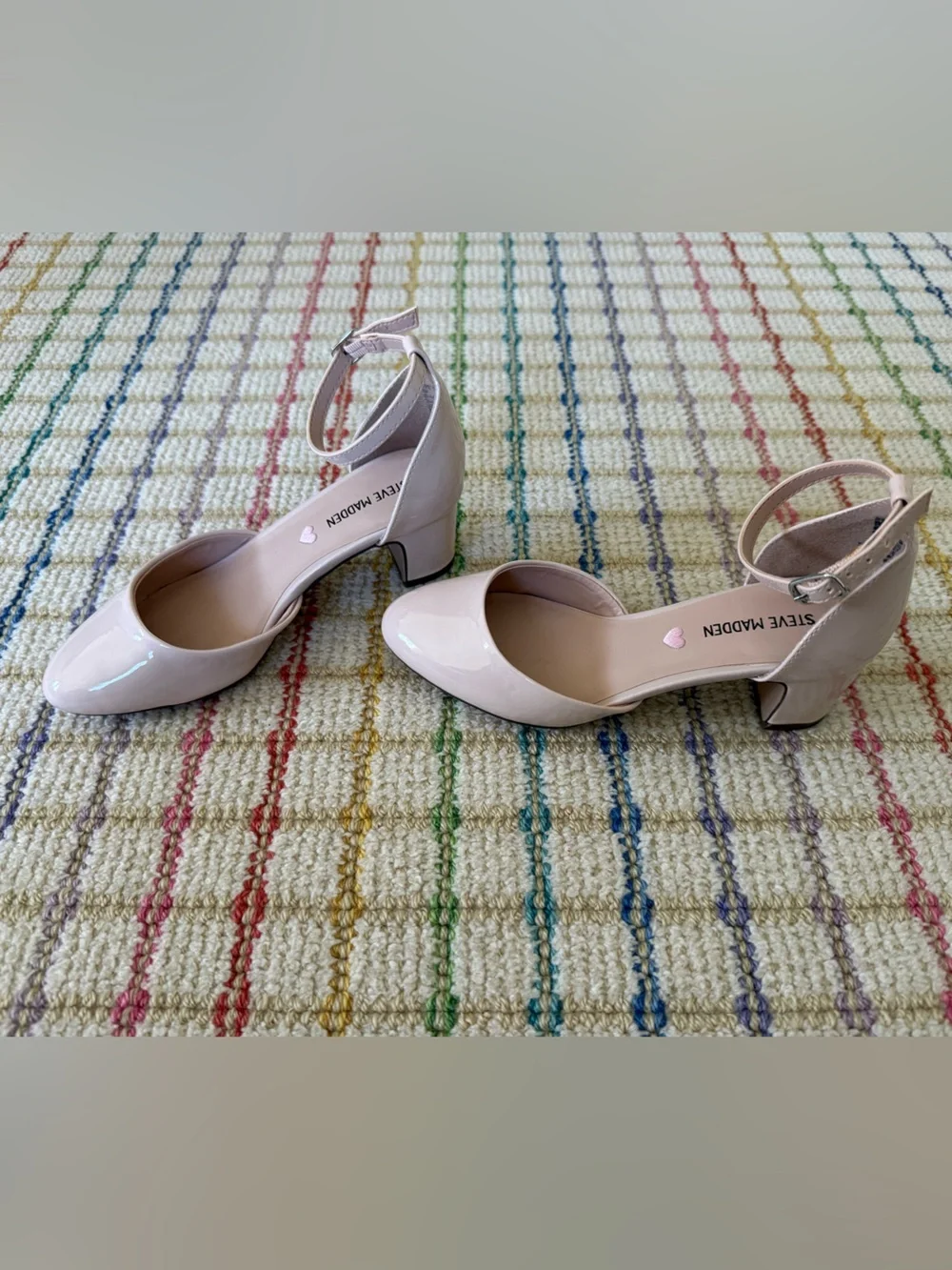 Steve Madden Kids Blush Patent Ankle-Strap Flats